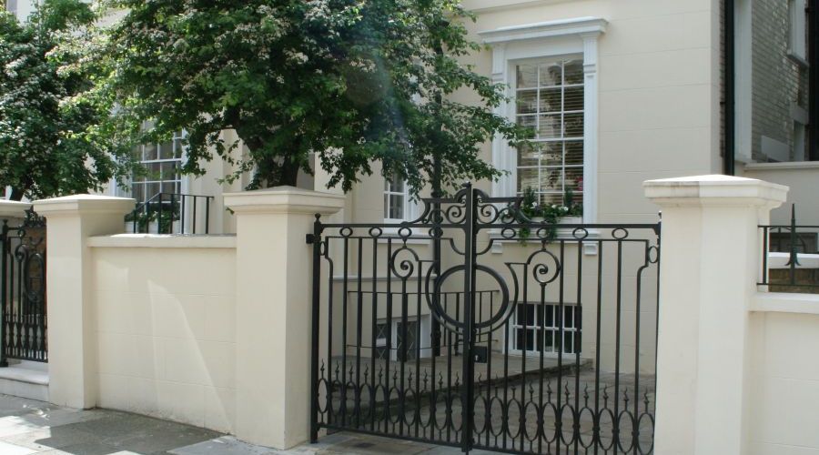 Genuine wrought iron double entrance gates